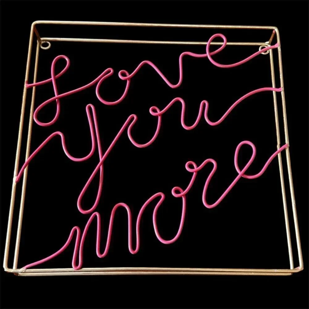 Love You More Gold and Pink Wall Home Decor Script Modern 12”x12”